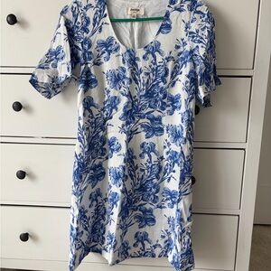 Blue Floral Cotton Tunic Dress
